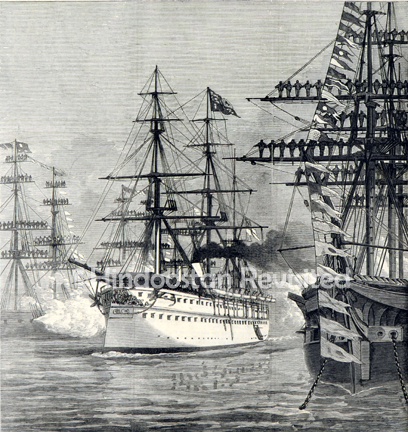 /data/Original Prints/Topography Views, City Views, Landscapes/ARRIVAL OF H M S SERAPIS IN BOMBAY HARBOUR.jpg